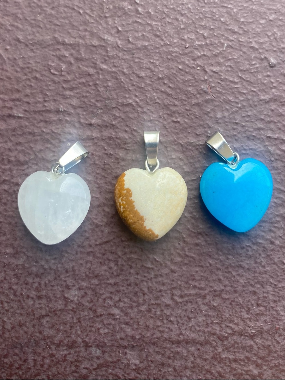 3 Piece Heart Stone Pendant / Charms